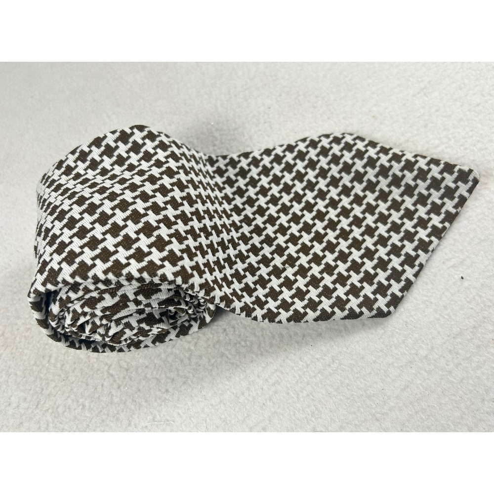 Unbranded Houndstooth Necktie Mens One Size Brown Classic